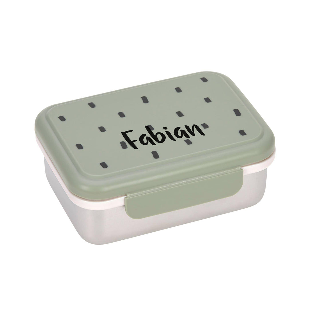 Lässig Edelstahl-Lunchbox Happy Prints Olive – personalisierbar