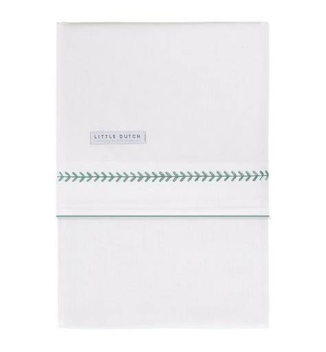 Drap de lit brodé branche 70 x 110 cm, menthe | Little Dutch