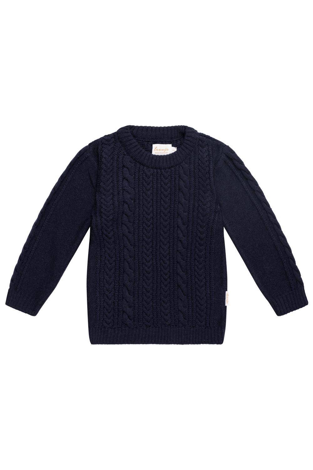leevje Strickpullover Navy Blau aus Merinowolle Größe 74/80