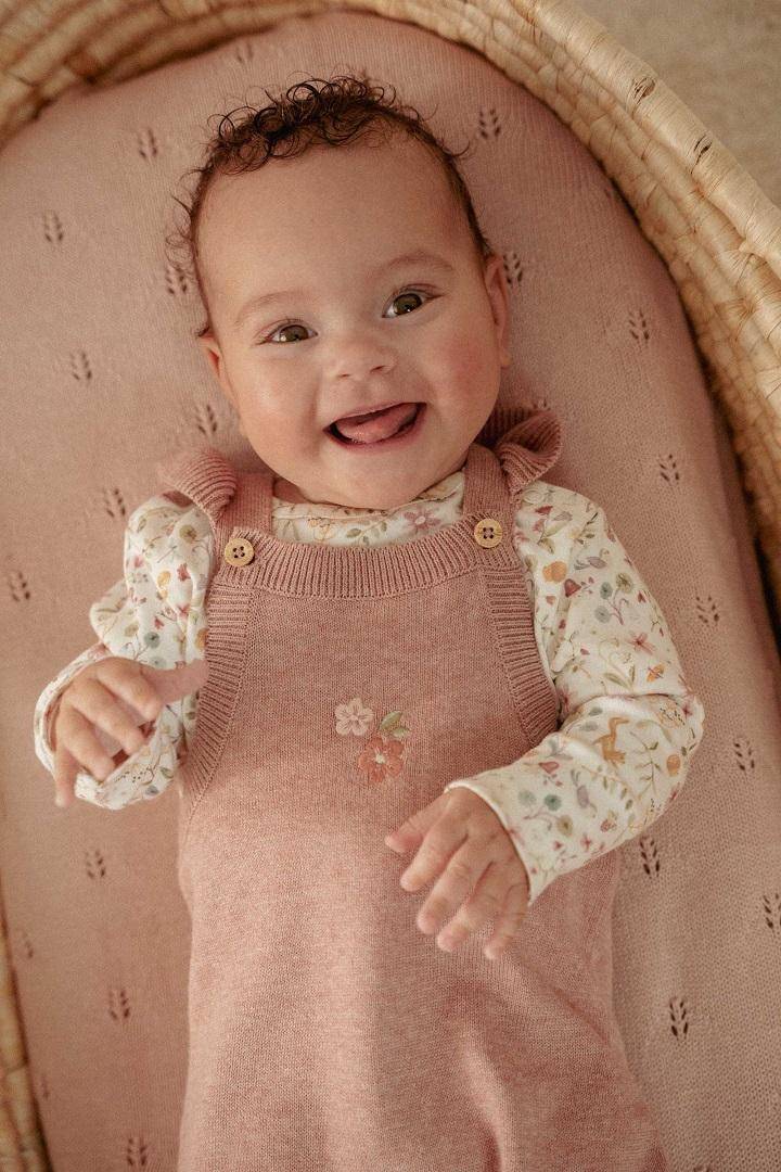 Grenouillère tricotée rose fée | Little Dutch