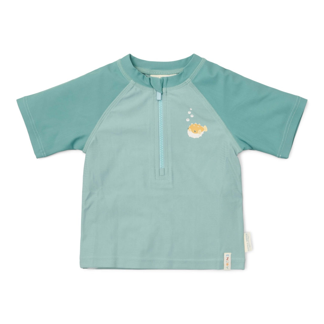 Kurzärmeliges Schwimmshirt Seashells Surf Blue | Little Dutch
