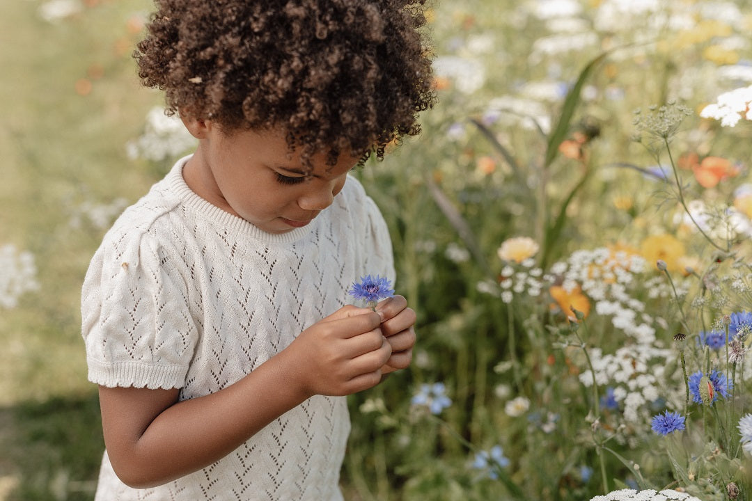 Pull en tricot à manches courtes crème pour bébés et enfants
