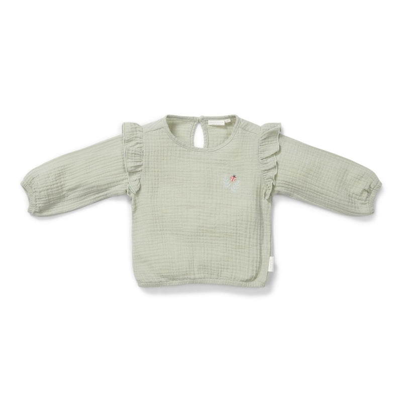 Chemisier manches longues vert gazon | Little Dutch