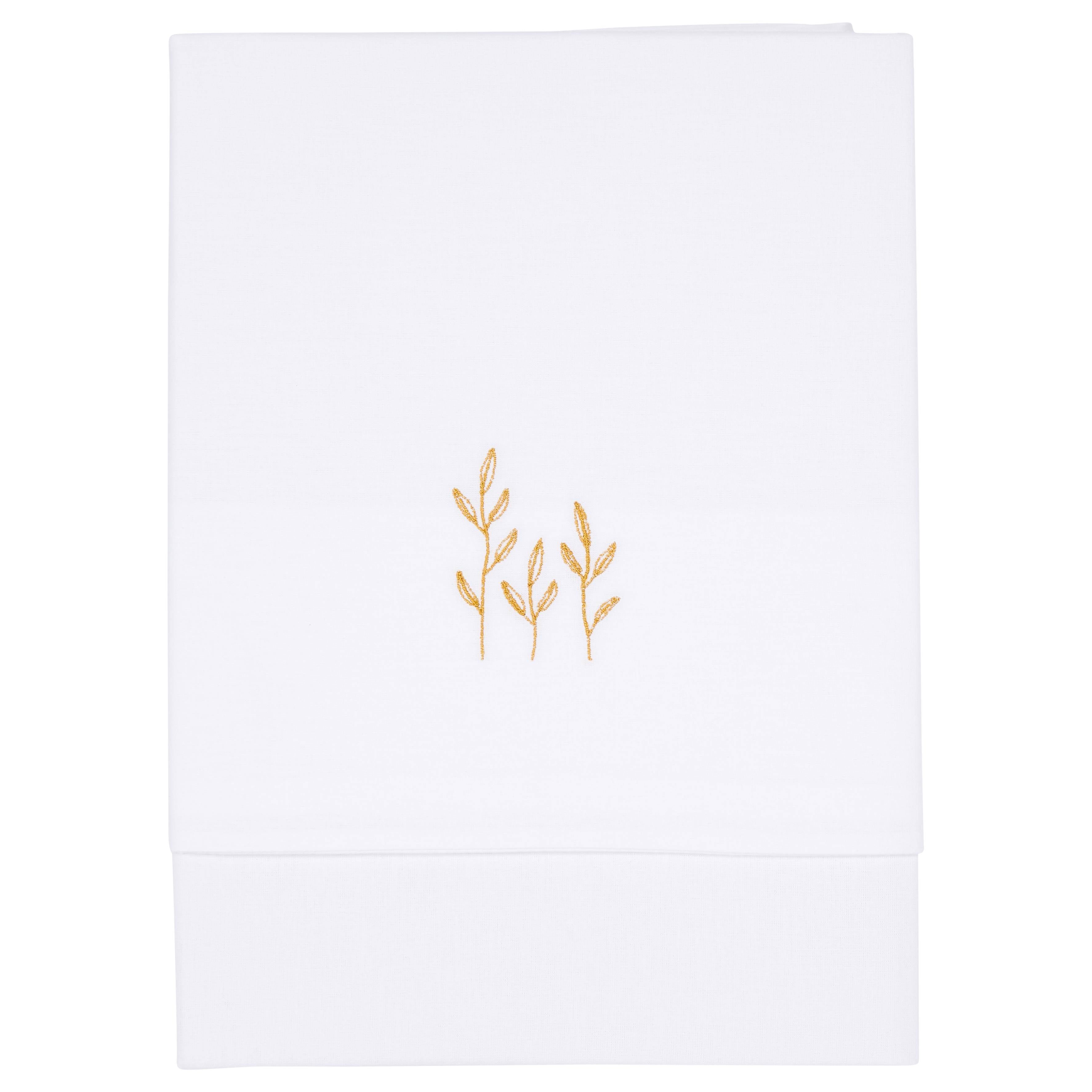 Children's bed sheet Wild Flowers Ochre embroidered | Little Dutch
