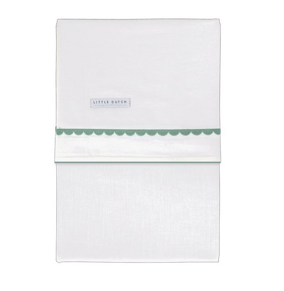 Mint rounded embroidered cradle sheet | Little Dutch