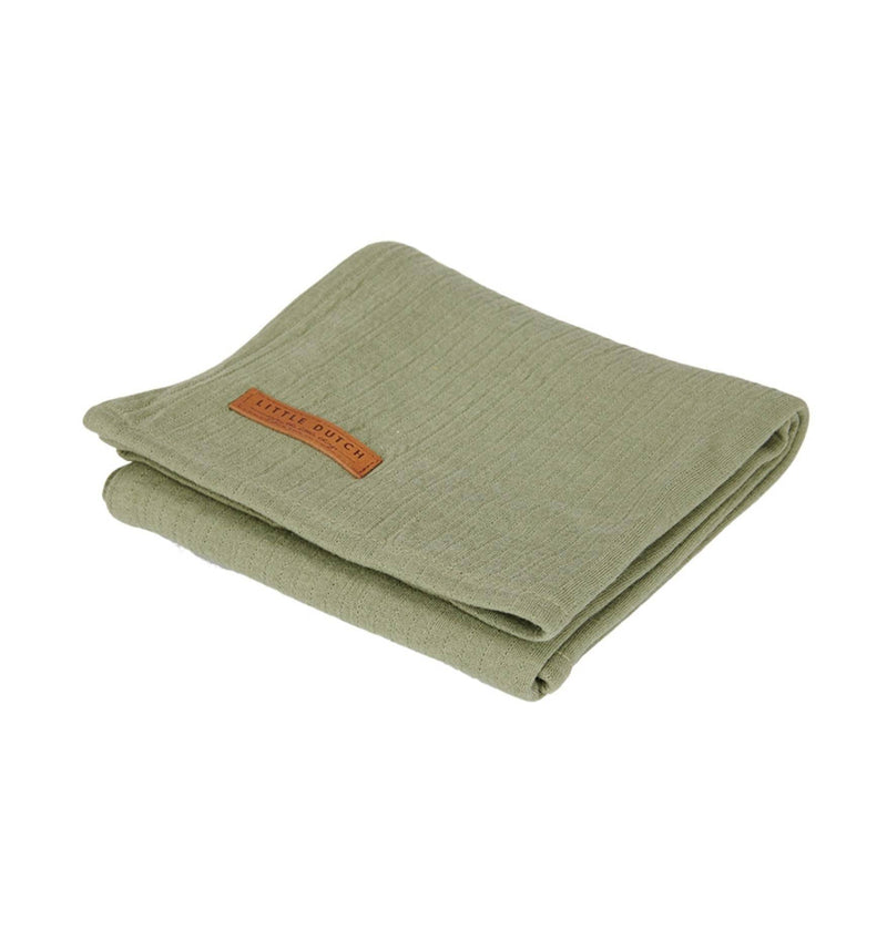 Lange en Mousseline 120 x 120 Pure Olive | Little Dutch
