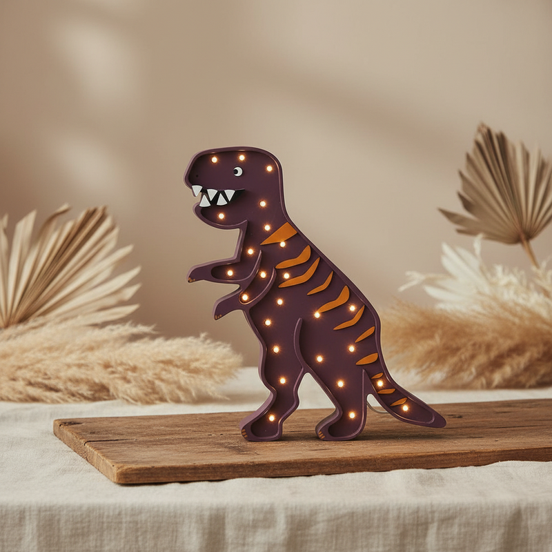 Lampe T-Rex Dinosaure violet orange | Little Lights