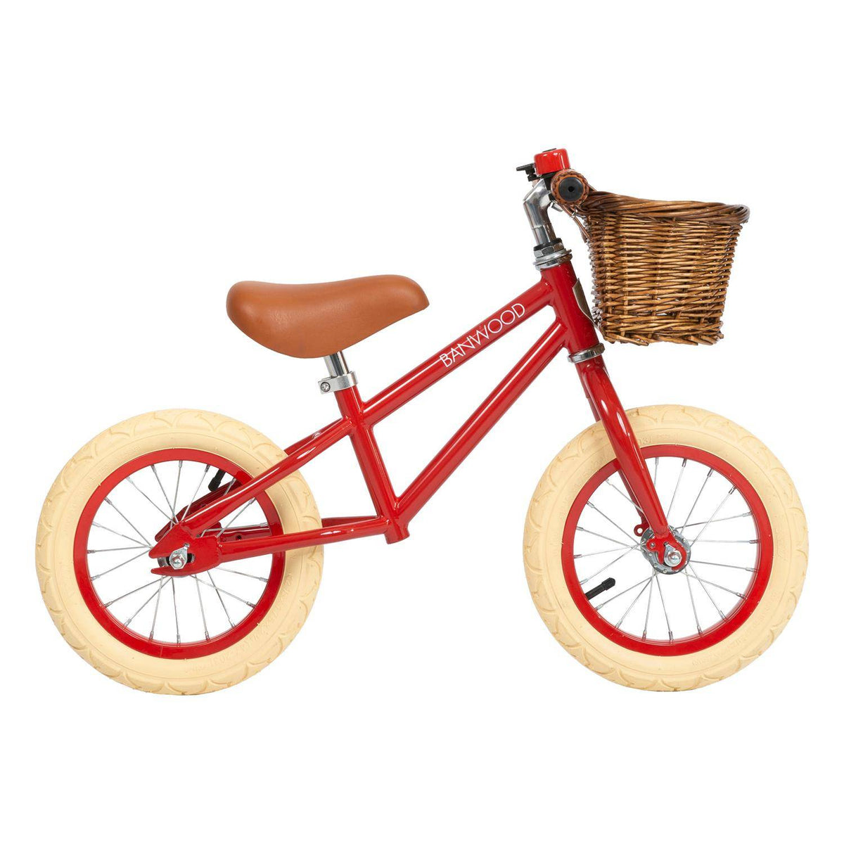 Banwood FIRST GO Laufrad Rot 12 Zoll mit Weidenkorb