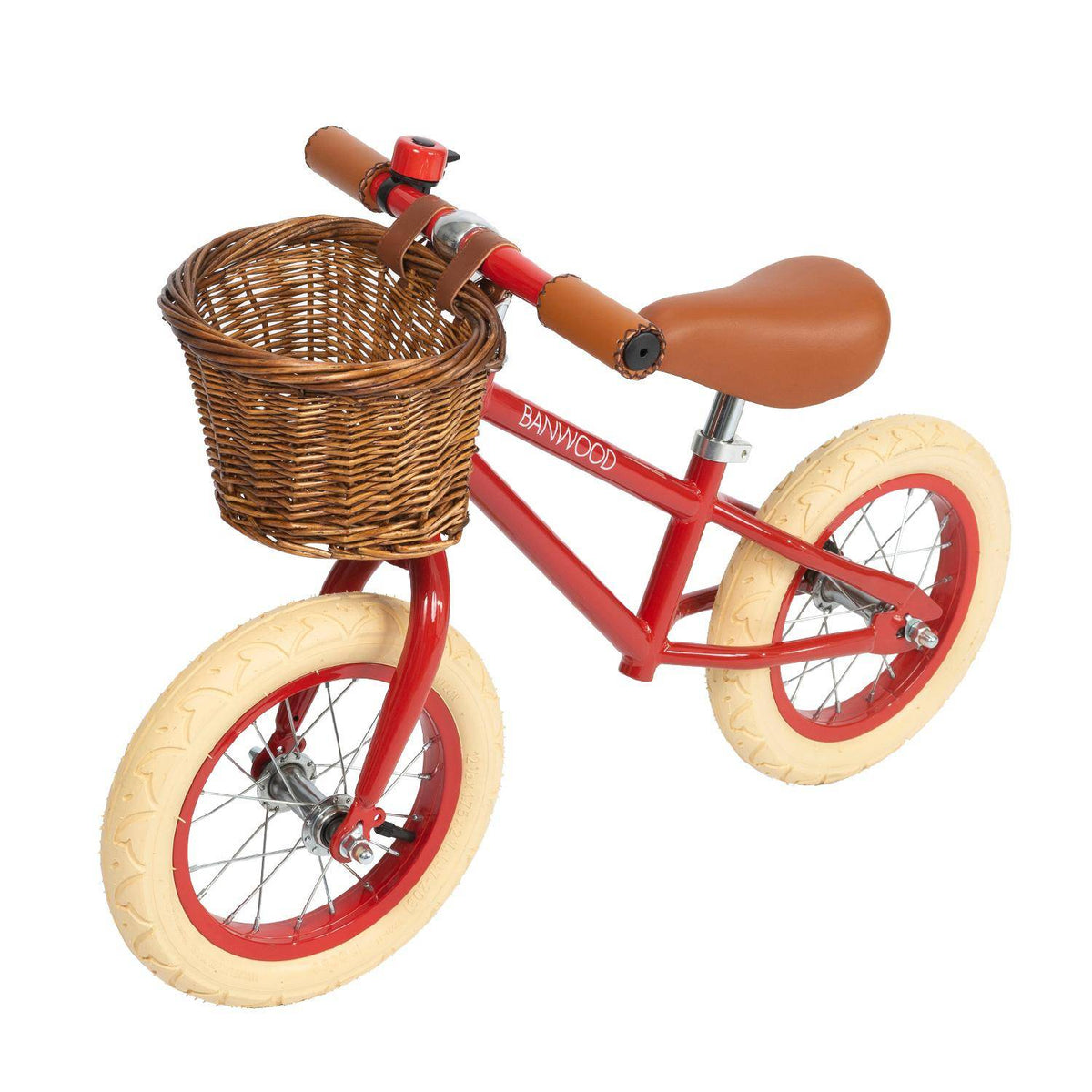 Banwood FIRST GO Laufrad Rot 12 Zoll mit Weidenkorb