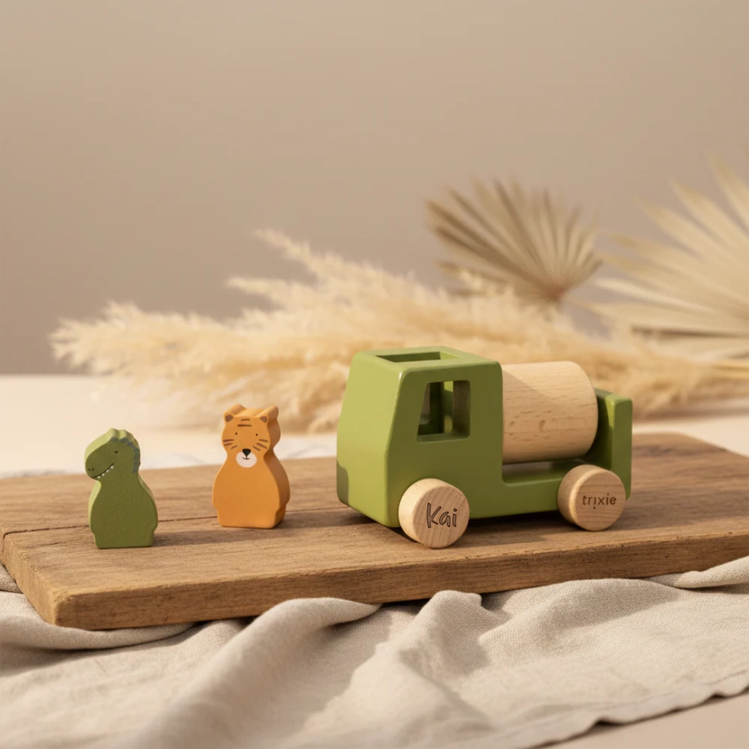 Ensemble de remorques de chantier en bois avec animaux | Trixie