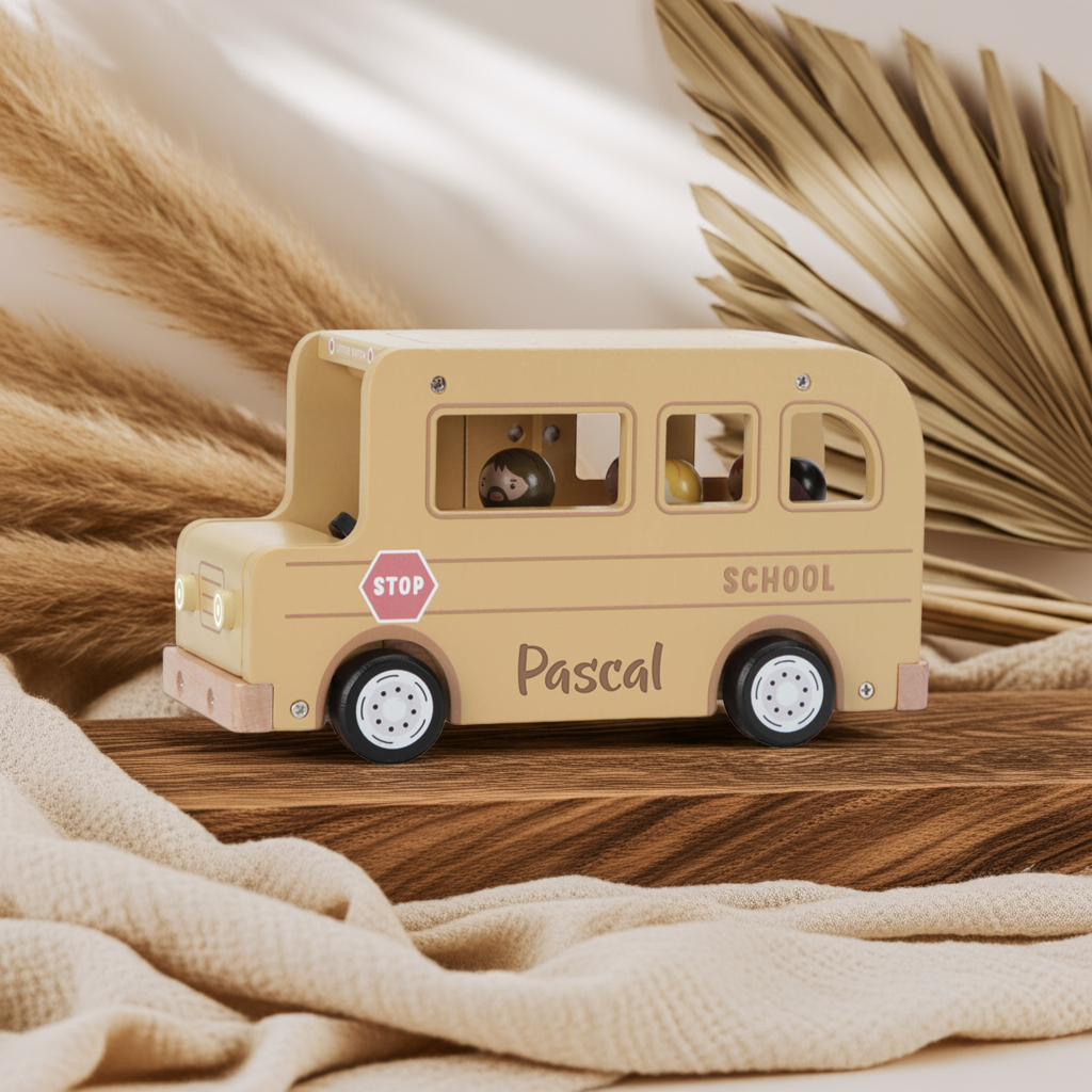 Autobus scolaire en bois pour enfants – jeu de rôle imaginatif