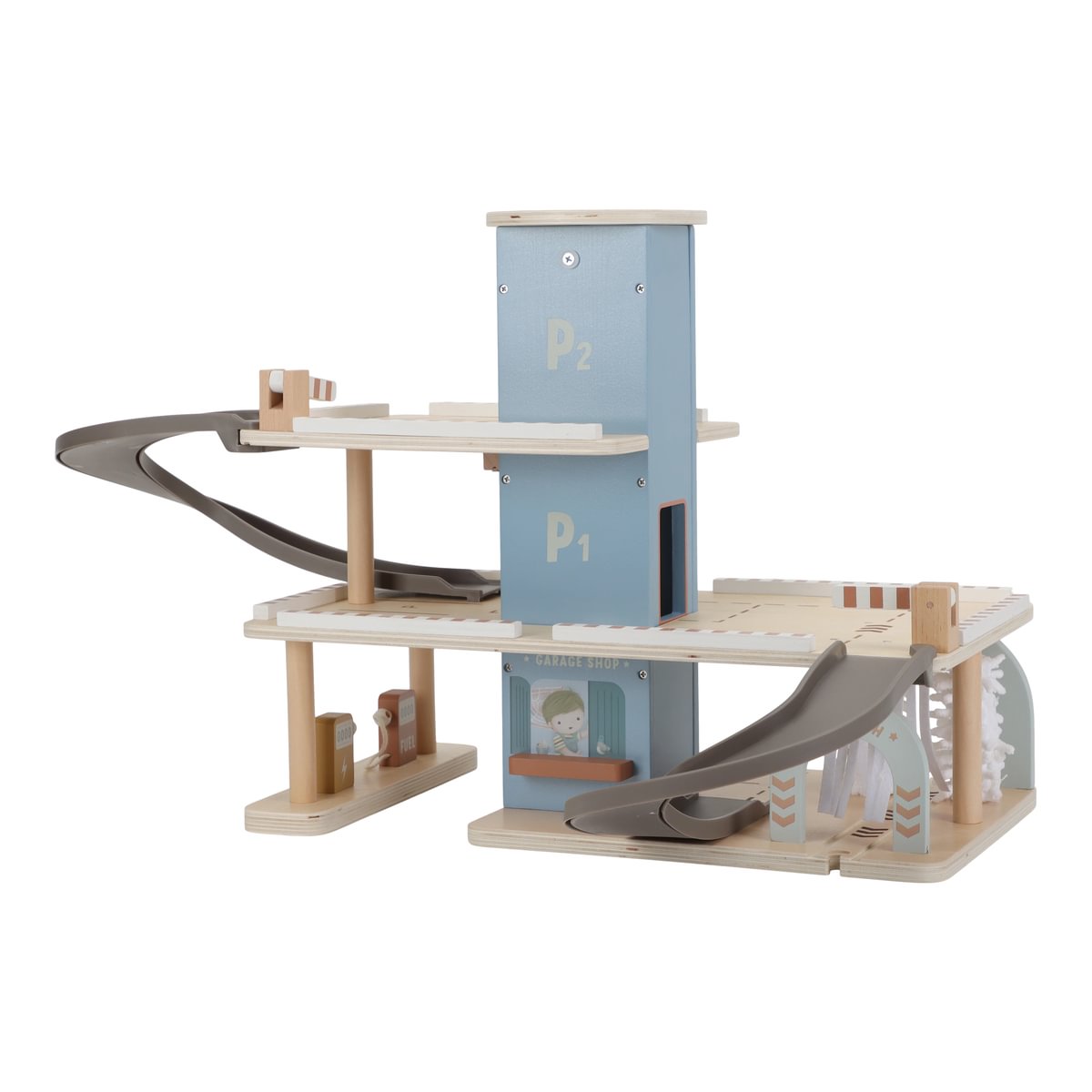 Personalized wooden train parking garage | Schmatzepuffer
