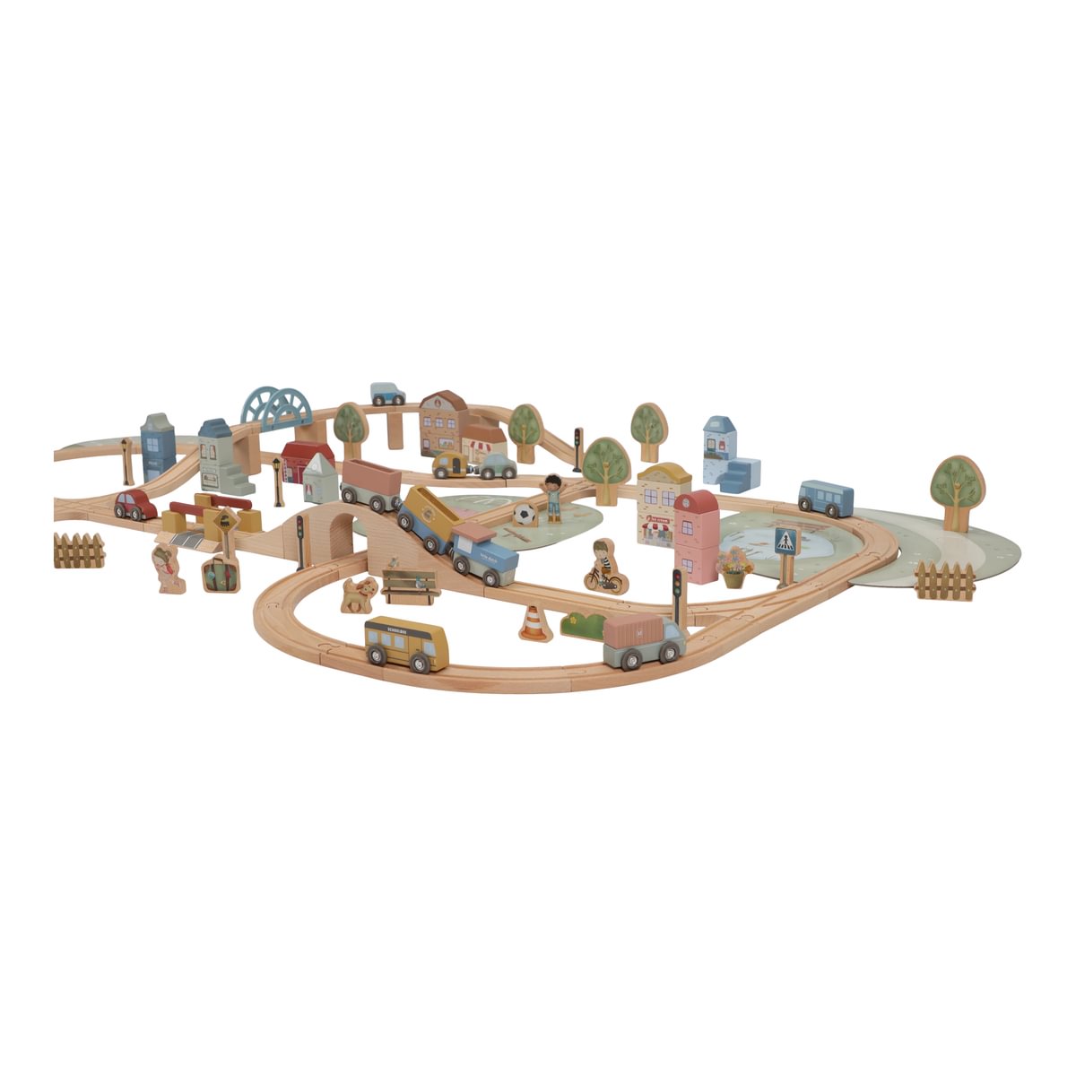 Grand Set XL de train en bois – 113 pièces | Schmatzepuffer