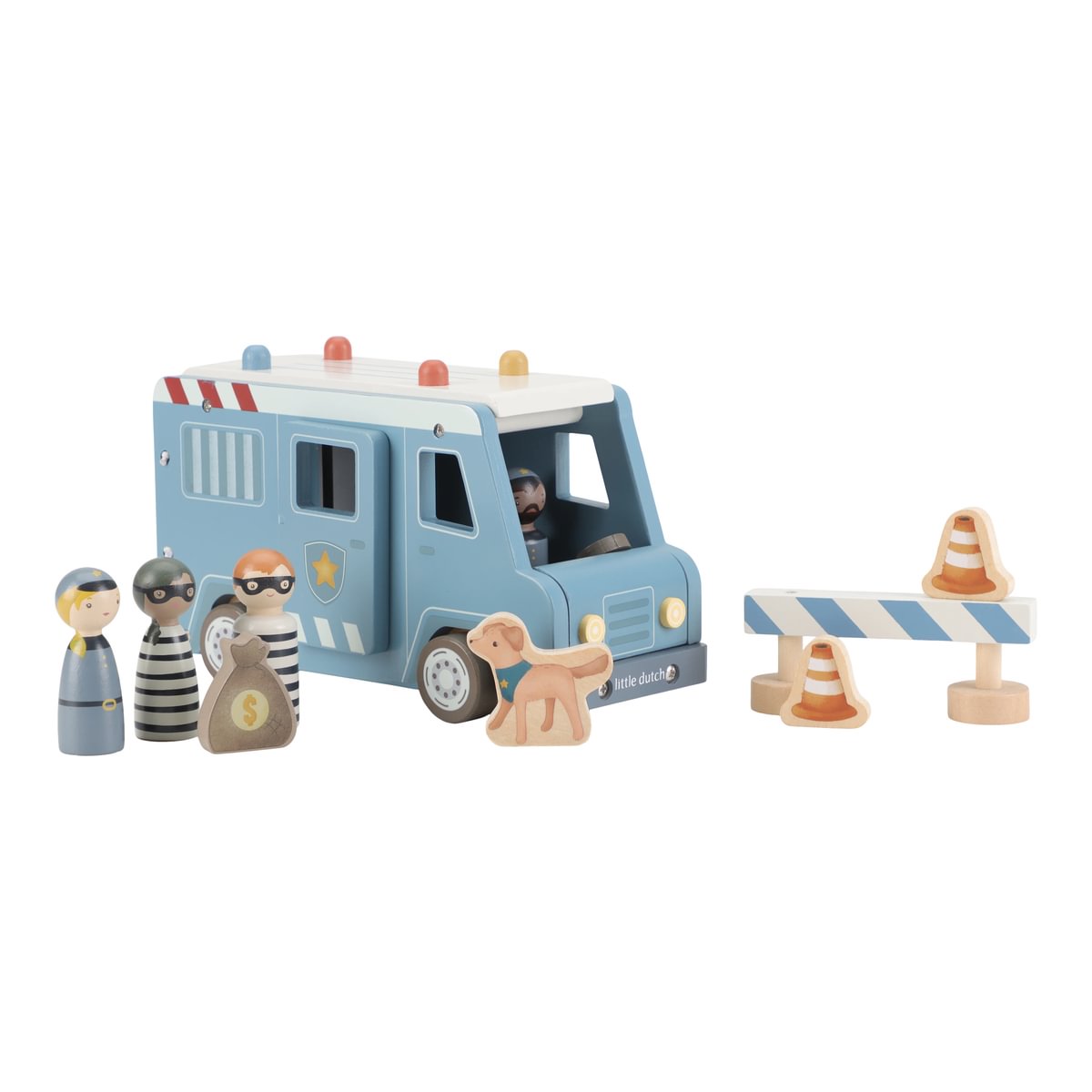 Little Dutch Holz-Polizeibus mit Polizeifiguren und Zubehör