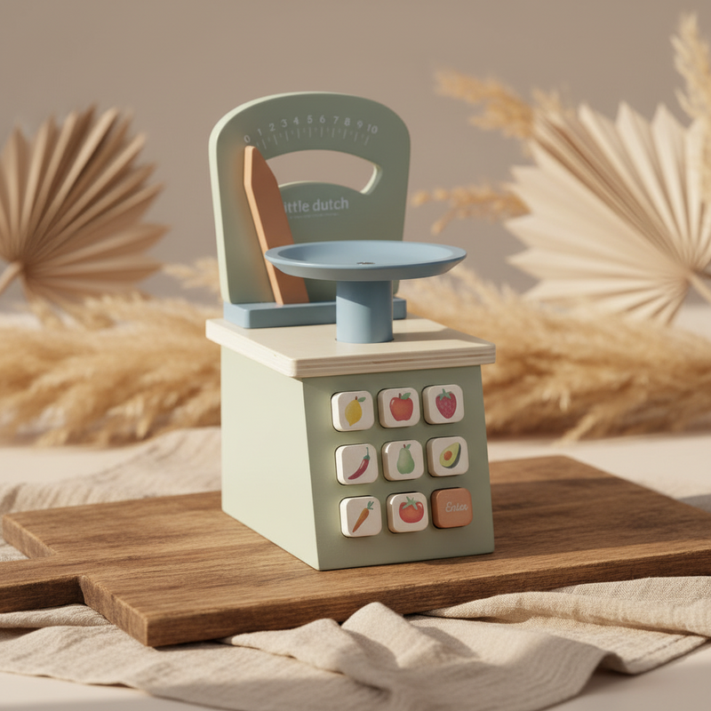 Balance en bois pour cuisine enfant – Jouet de balance en bois