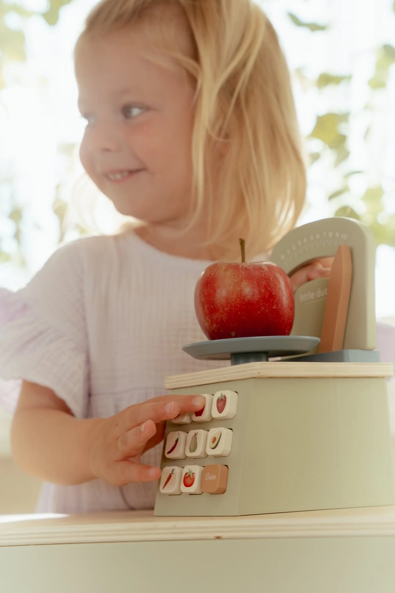 Balance en bois pour cuisine enfant – Jouet de balance en bois