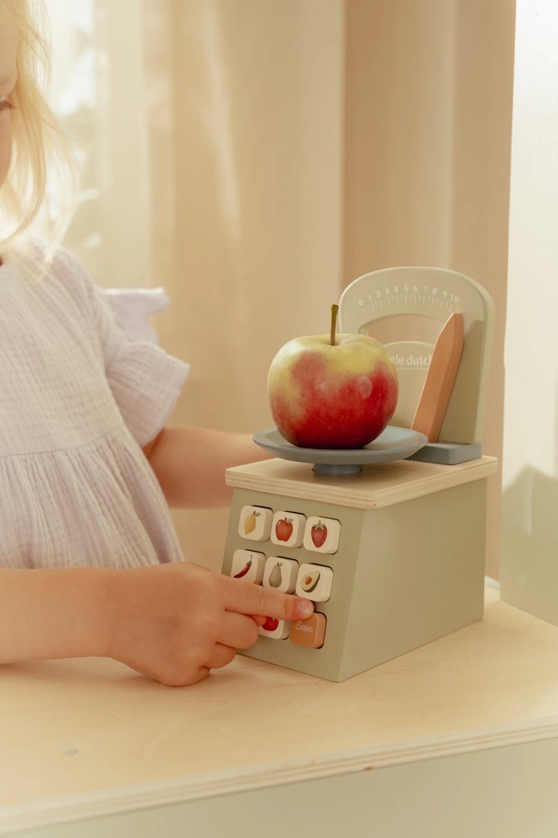 Balance en bois pour cuisine enfant – Jouet de balance en bois