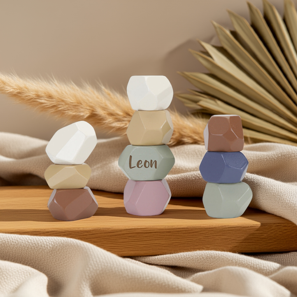 Pierres d'équilibre en bois pour enfants