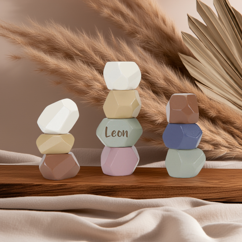 Pierres d'équilibre en bois pour enfants