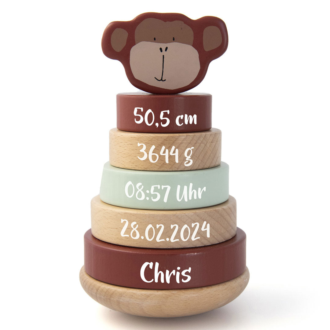Tour à empiler en bois - Monsieur Singe - pour la naissance | Trixie