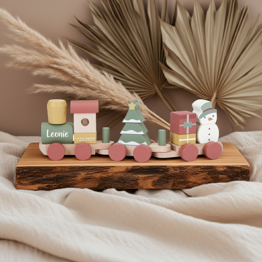 Train en bois personnalisé Noël – Cadeau de naissance