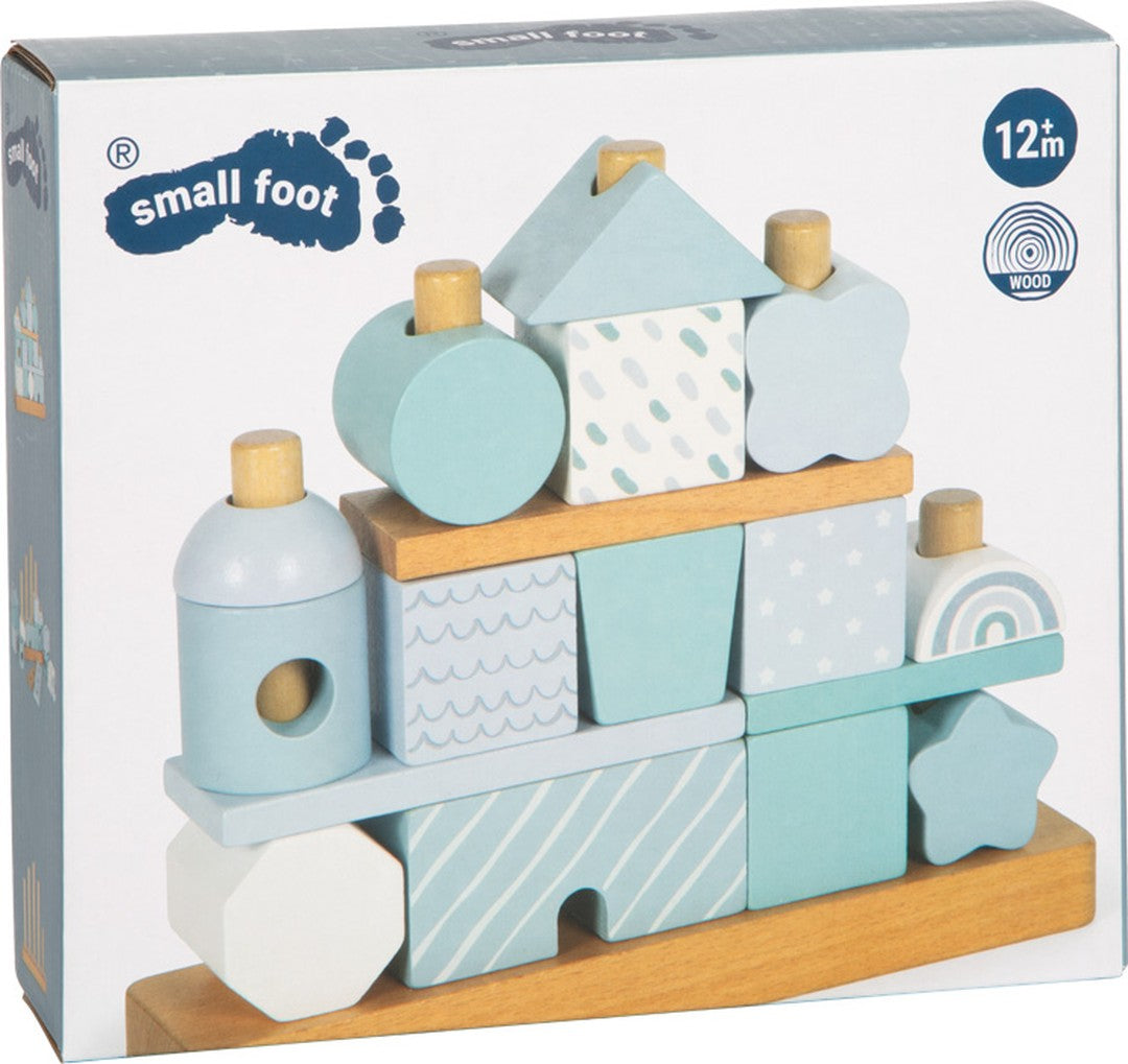 Tour à empiler personnalisée bleue pour la naissance | small foot by Schmatzepuffer