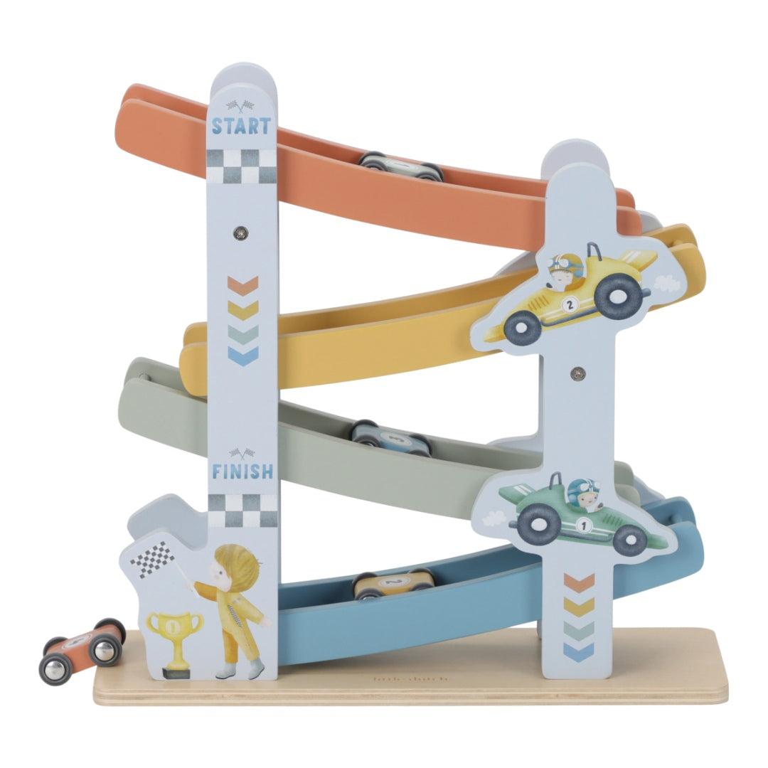 Personalized wooden race track for birth - special gift for children