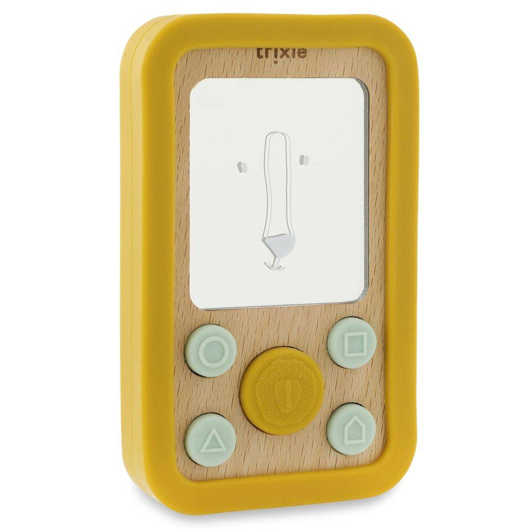 Spielzeug-Telefon Herr Löwe aus Holz und Silikon