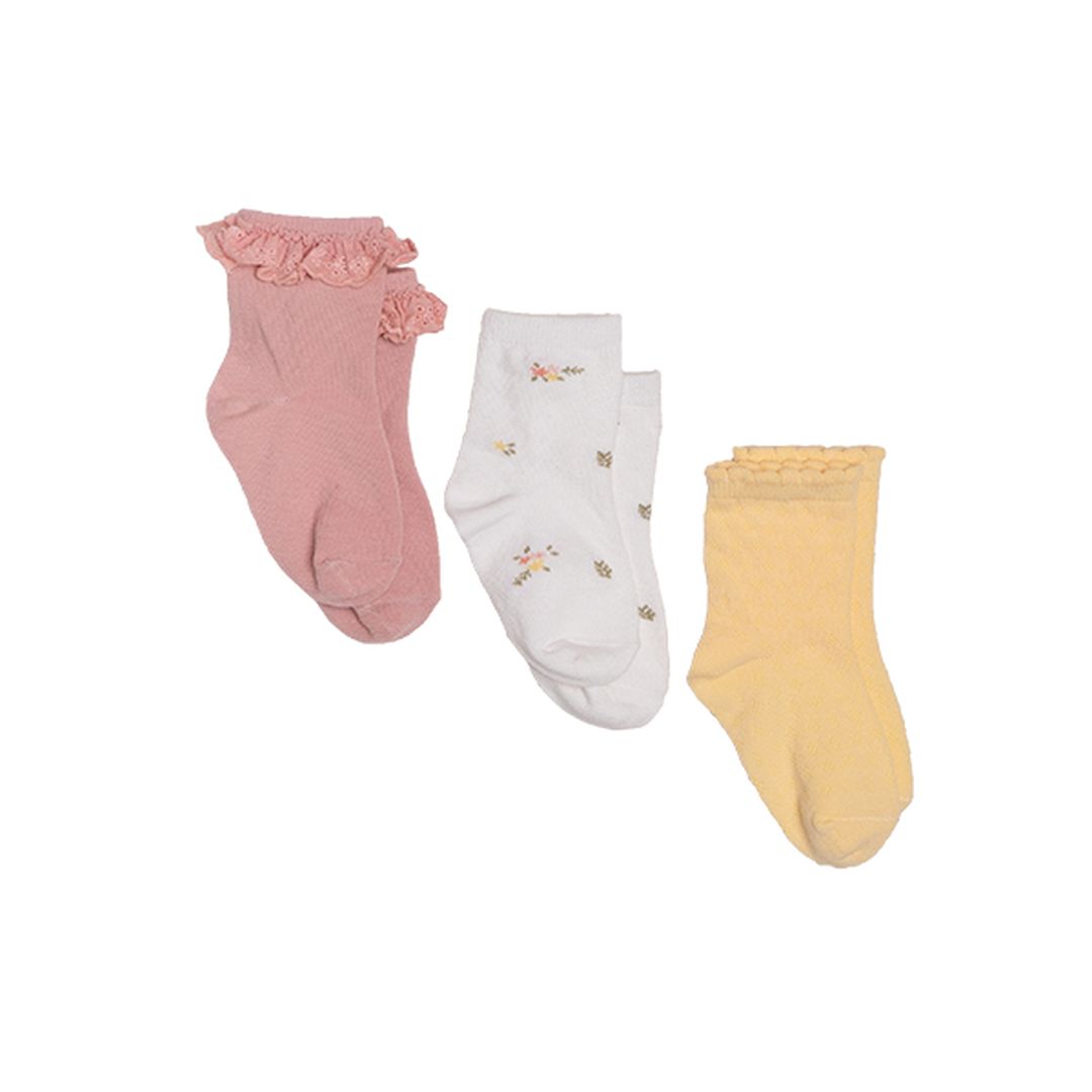 Lot de 3 paires de chaussettes rose/blanc/jaune | Little Dutch