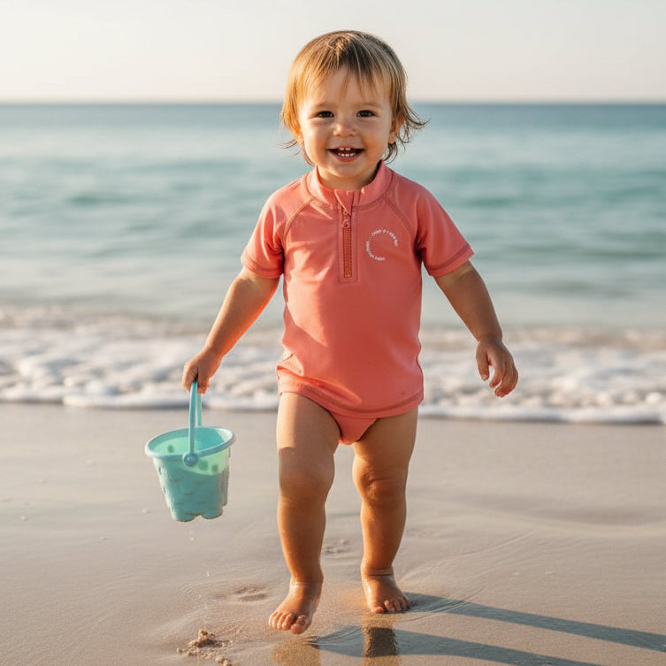 Bade-T-Shirt kurzarm Coral – UV-Shirt für Kinder