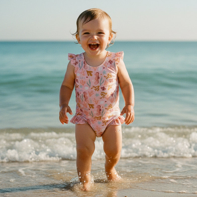 Maillot de bain à volants Ocean Dreams Rose | Little Dutch