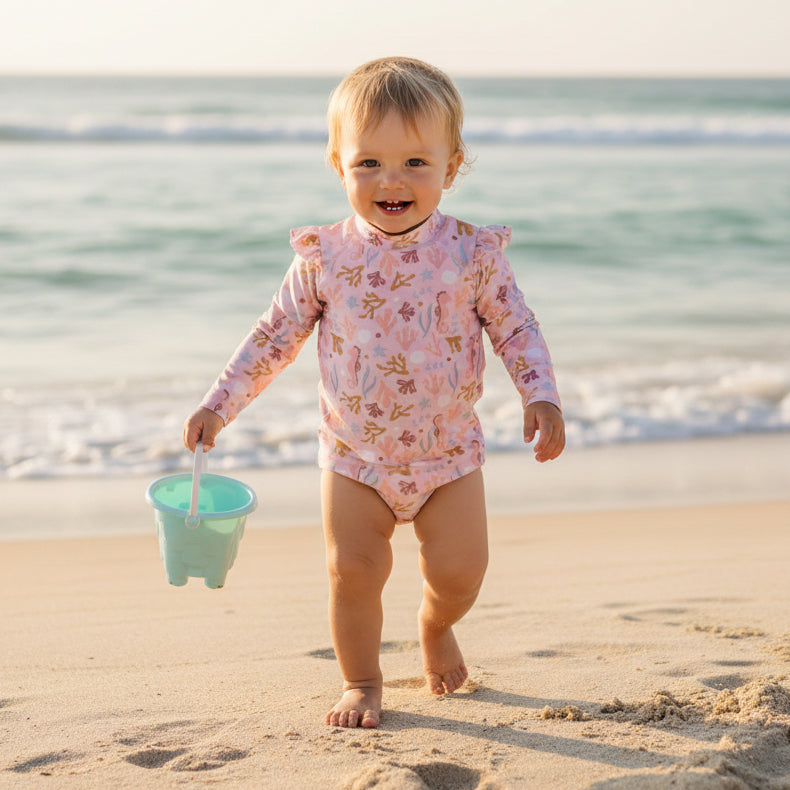 Little Dutch Langarm-Badeshirt Ocean Dreams Pink mit Rüschen