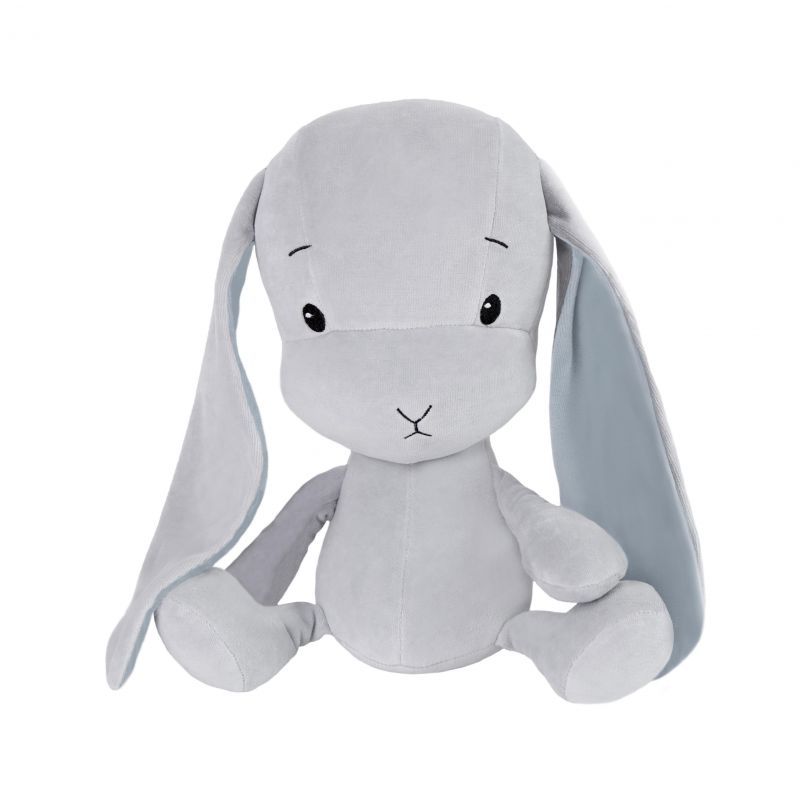Peluche lapin 50 cm, gris/oreilles bleues | Effiki
