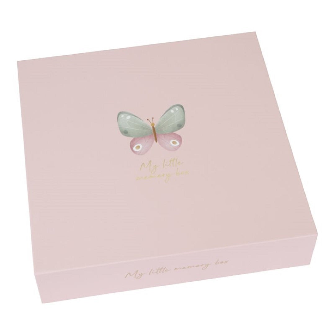 Rosa Erinnerungsbox Flowers & Butterflies zur Aufbewahrung von Baby-Erinnerungen