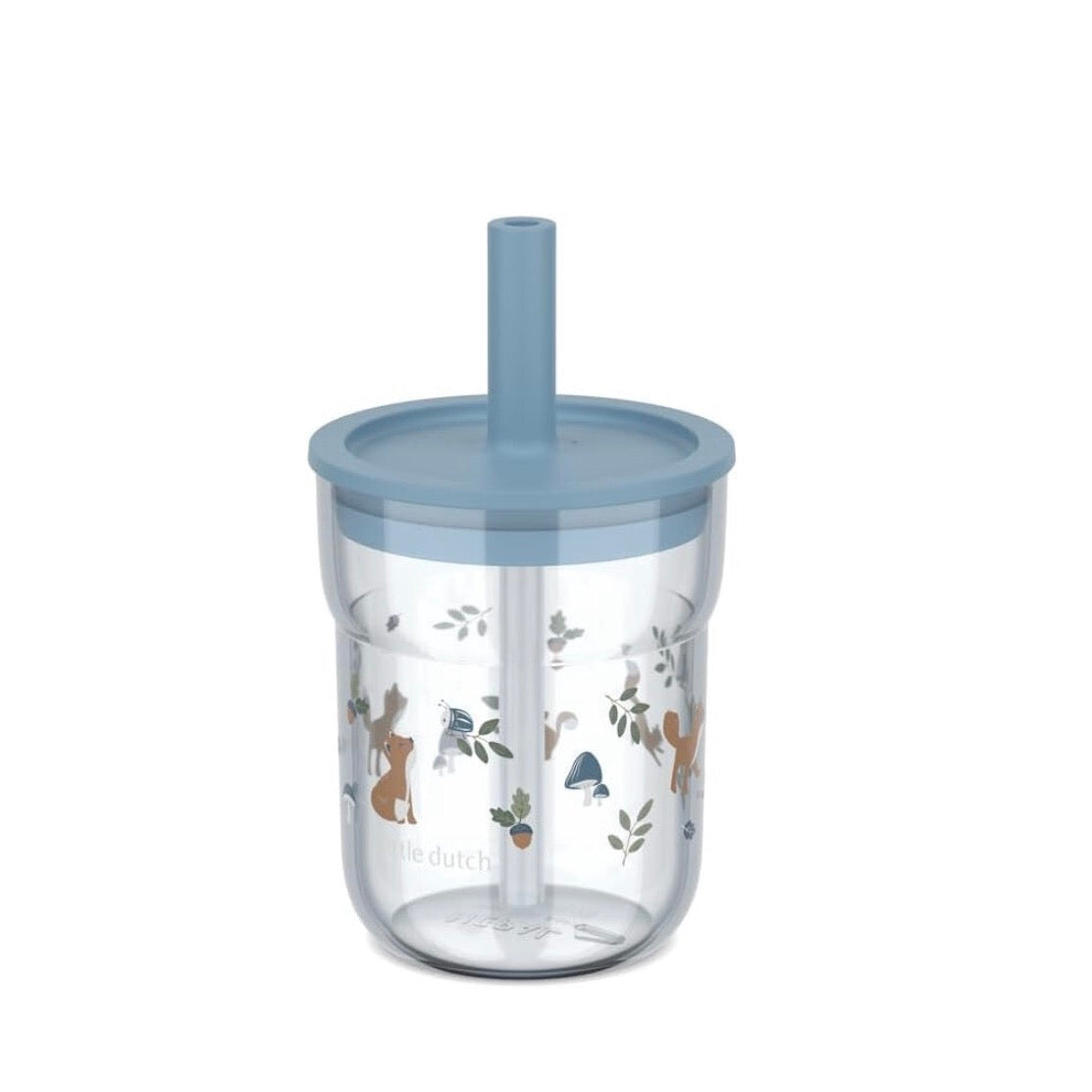 Children's Drinking Glass Baby 250ml with Straw - Forest Friends | Little Dutch x Mepal