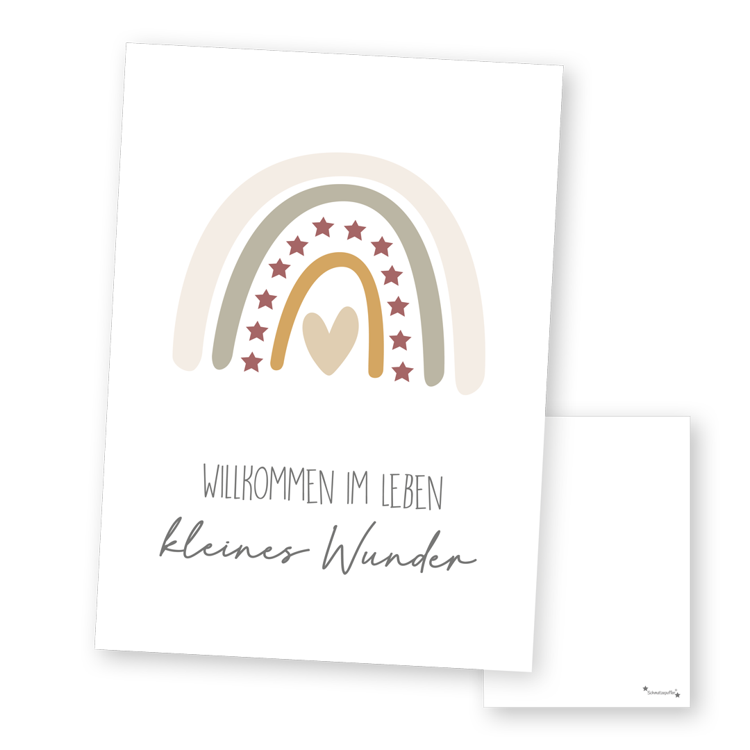 Carte de vœux beige "Petit miracle" pour une naissance