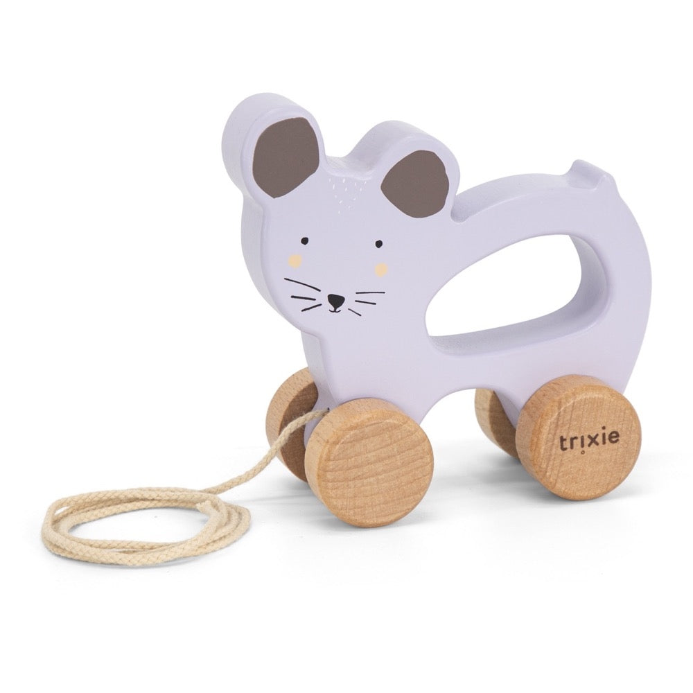 Trixie : Jouet à tirer en bois Madame la Souris pour enfants