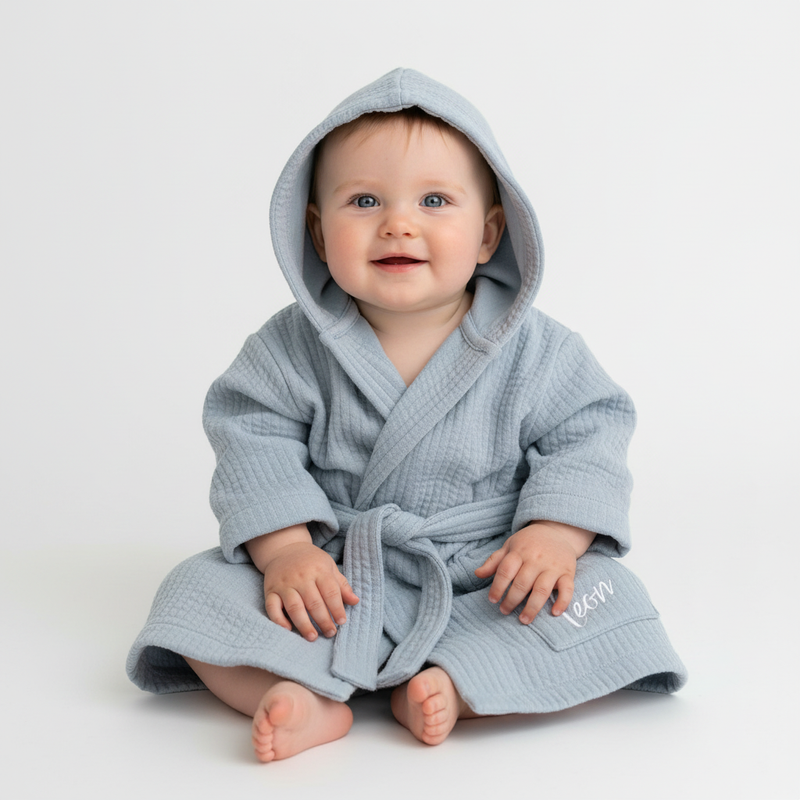 Pure Soft Blue Bathrobe for Babies and Children