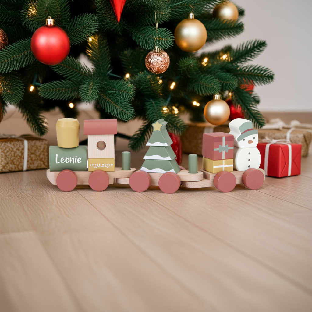 Personalisierter Holz-Zug Weihnachten – Geschenk zur Geburt
