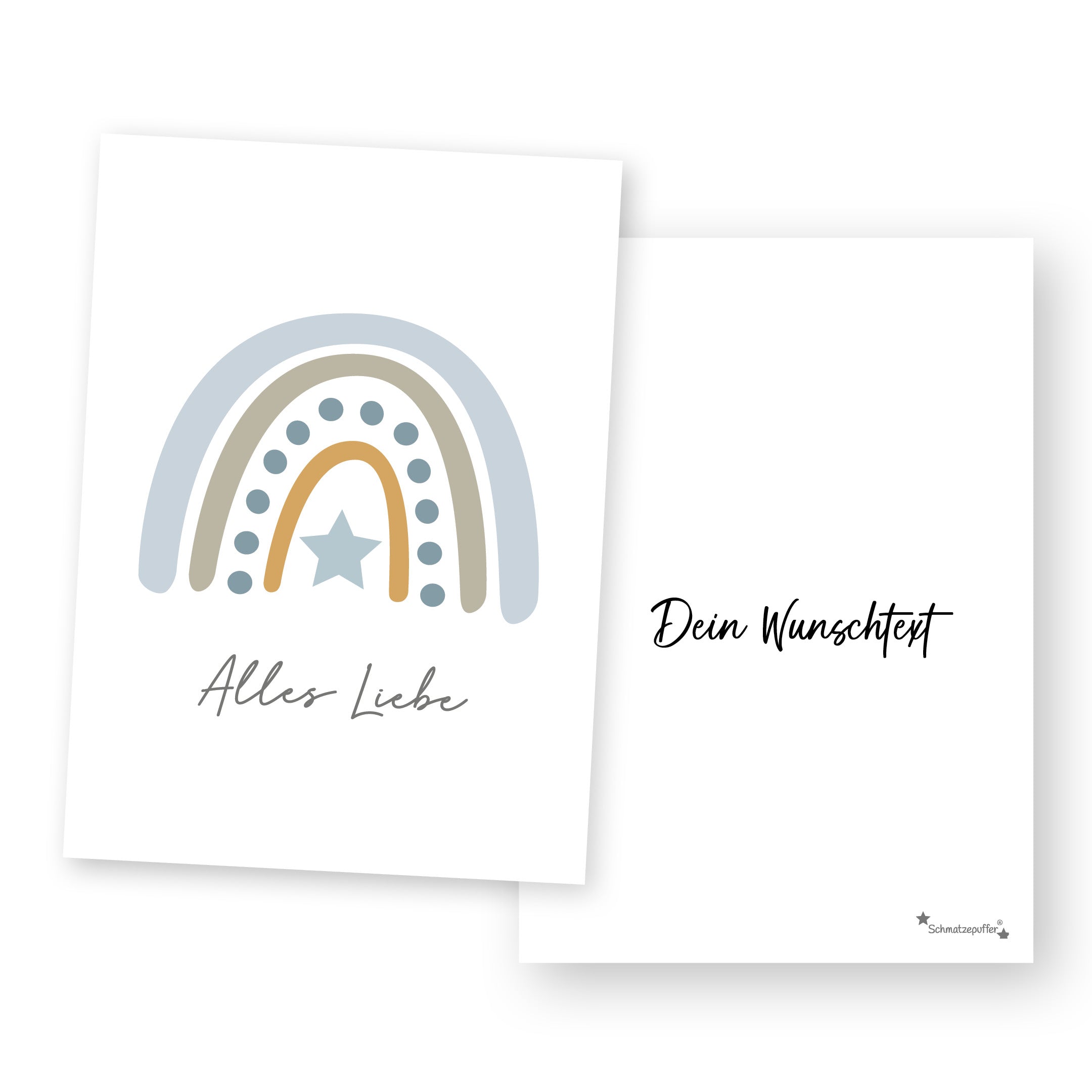 Personalisierte Grußkarte Blau - Alles Liebe | Schmatzepuffer