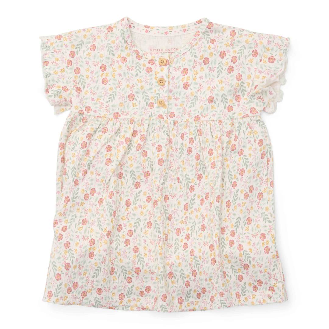 Cream short-sleeved dress for babies and children