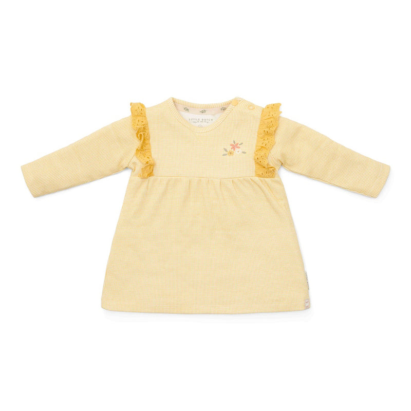 Langarm Kleid Warm Yellow kariert für Mädchen