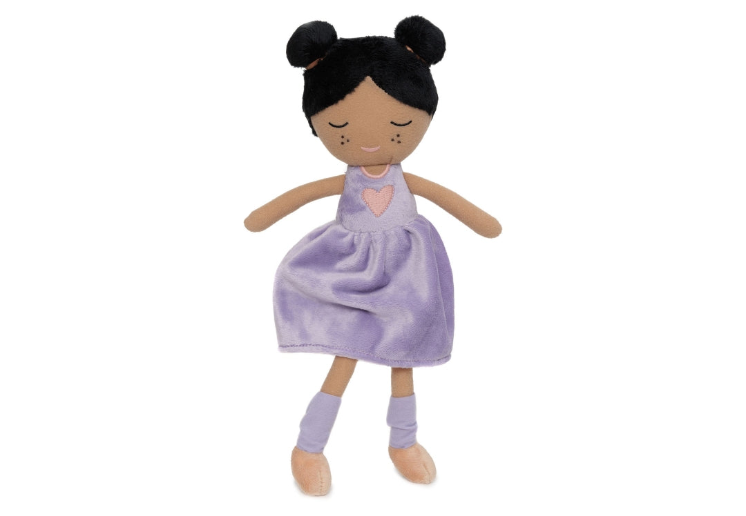 Jollein Kuschelpuppe Daisy im fliederfarbenen Kleid – weitere Ansicht