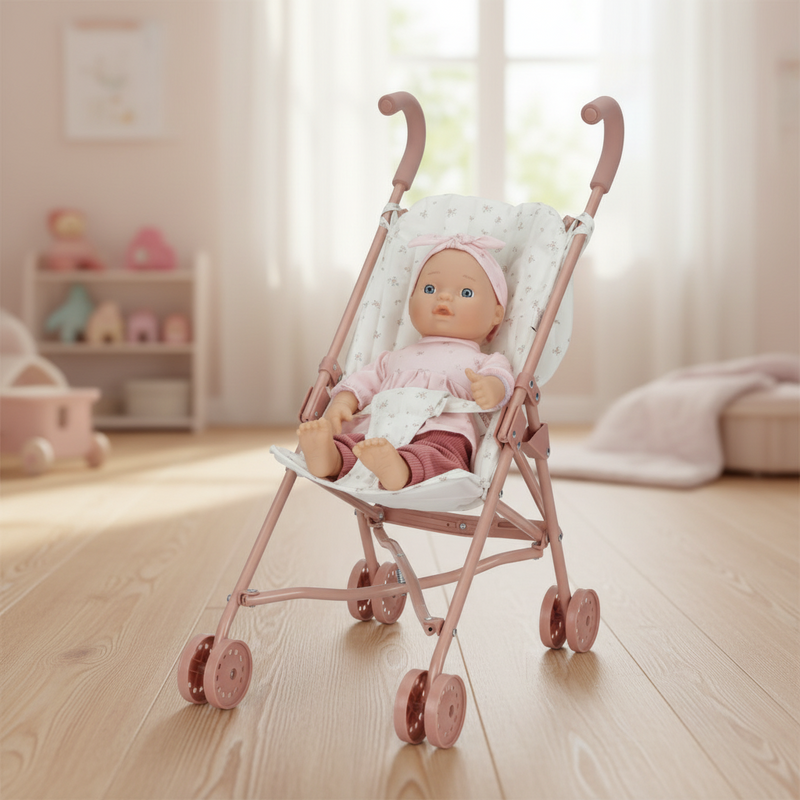 Poussette de poupée en métal avec sac de transport
