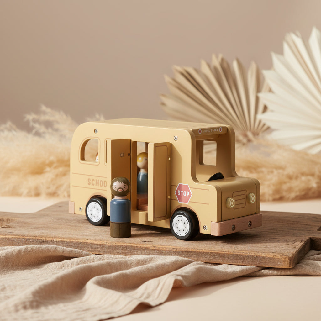 Autobus scolaire en bois pour enfants – jeu de rôle imaginatif