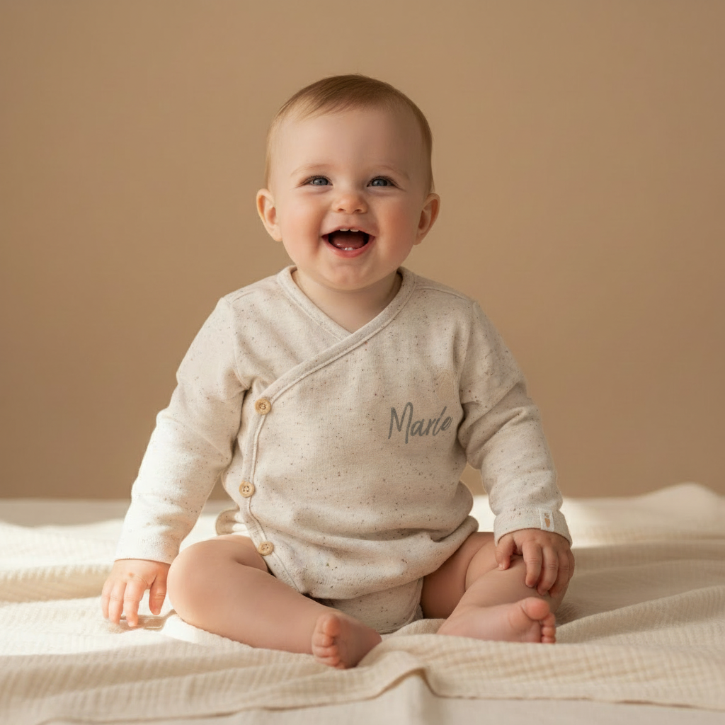 Brassière cache-cœur bébé Nappy Sand – personnalisable, taille 44-74