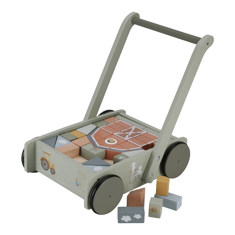 Chariot de marche avec blocs de construction Little Farm – Cadeau pour le 1er anniversaire