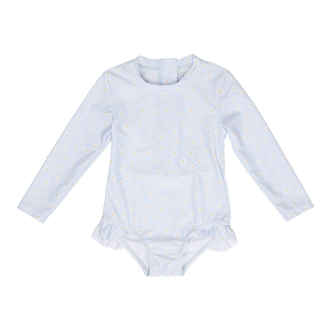 Maillot de bain à manches longues Daisies Blue | Little Dutch