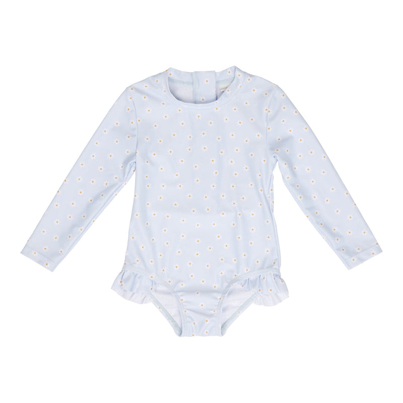 Langarm-Badeanzug Daisies Blue | Little Dutch