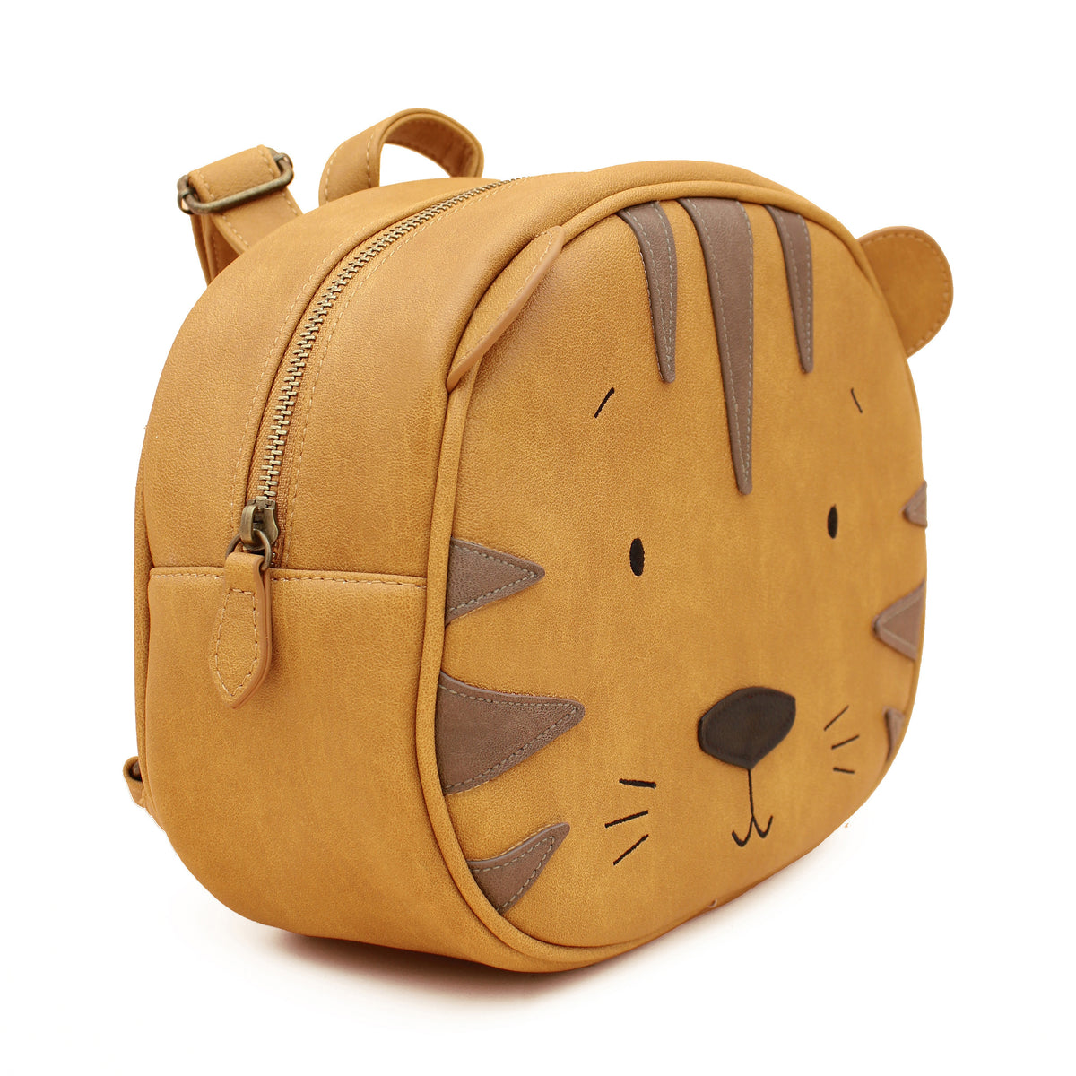 Little Who Rucksack Tiger Theodor groß in Vintage Orange – 5-Liter-Kinder-Rucksack in veganer Lederoptik mit Tigermotiv